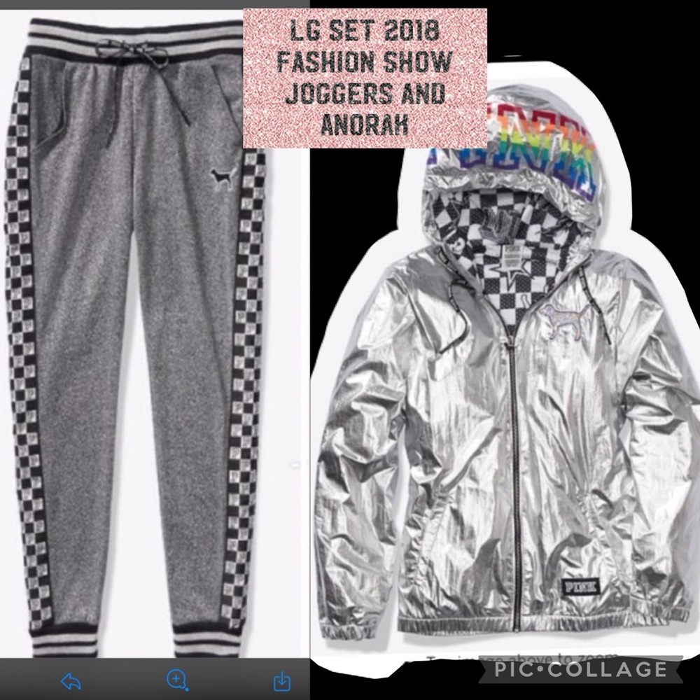 Vs pink lurex joggers campus full zip anorak fashion show exclusive 2018 lg